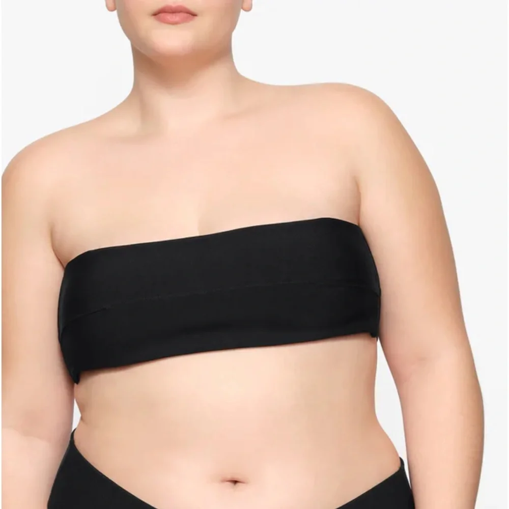 🖤SKIMS KNIT SWIM BEACHWEAR BANDEAU STRAPLESS BIKINI TOP ONYX 2X